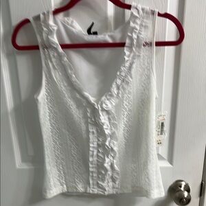White Ruffled Sleeveless Top